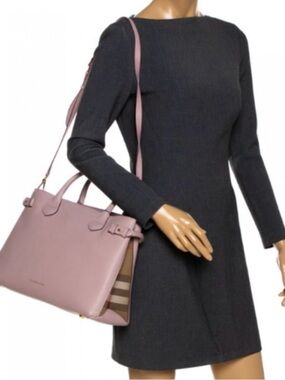 Burberry Derby Calfskin House Check Medium Banner Tote